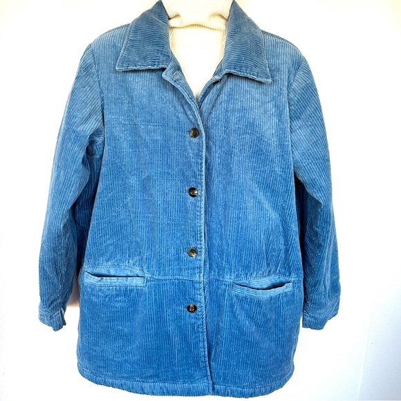 VTG 90s BLAIR SHERPA LINED THICK RIBBED CORDUROY BUTTON UP PERIWINKLE SHACKET XL - Picture 2 of 15